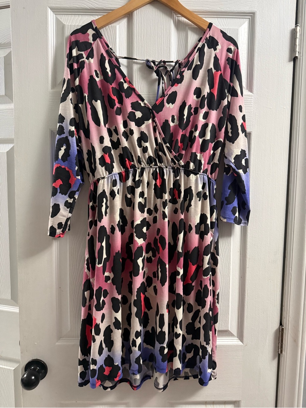 Sew In Love Animal Print Faux Wrap Dress Size Large
